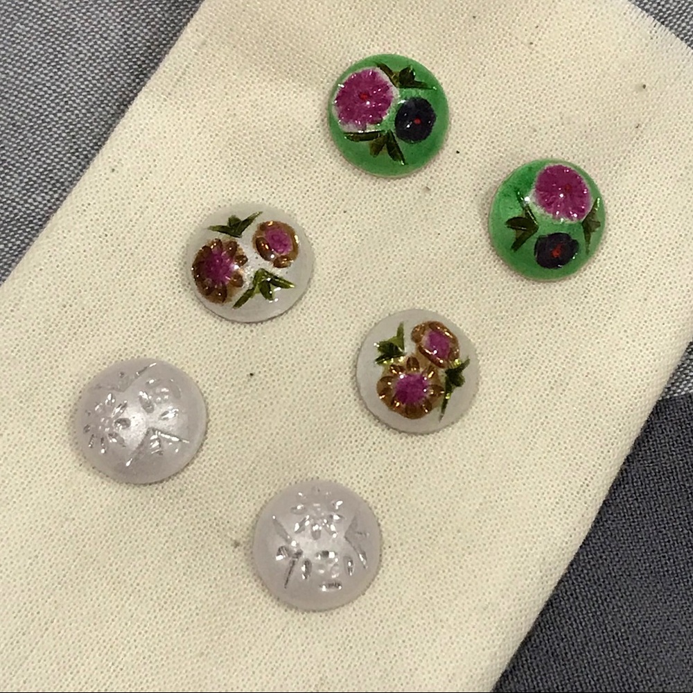 3 pair set of round floral earrings- made in Korea